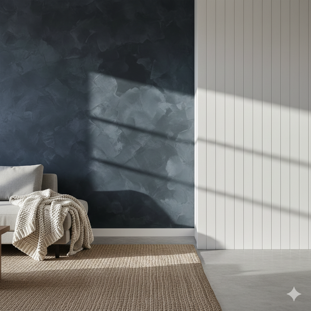 The Power of Texture: Moving Beyond Flat Walls with Limewash Paint and Grooved Panel Finishes
